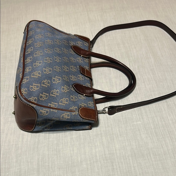 Dooney & Bourke Blue and Brown Monogram Satchel - Picture 4 of 14